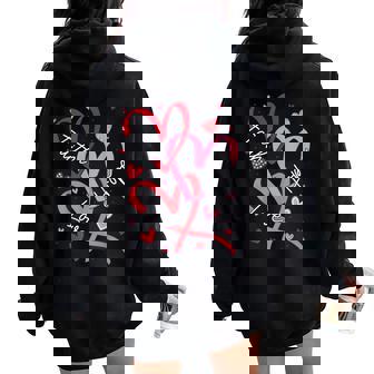 Valentine's Day Christian Faith Hope Love Hearts Religious Women Oversized Hoodie Back Print | Mazezy