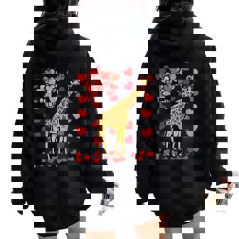 Valentines Day Giraffe Animal Boys Girls Kid Youth Men Women Women Oversized Hoodie Back Print - Monsterry