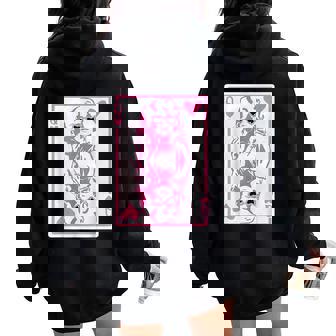 Valentine's Day Queen Of Hearts Cute Pink Dolly Valentine Women Oversized Hoodie Back Print | Mazezy