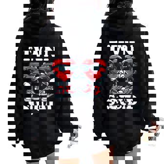 Valentines Day Twin Boys Or Twin Girls Heart Brother Sister Women Oversized Hoodie Back Print | Mazezy