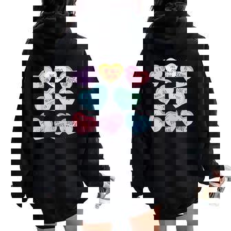 Valentines Neuro Nurse Crew Hearts Candy Neurologist Brain Women Oversized Hoodie Back Print - Thegiftio