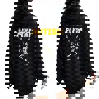 Vintage Autismo Esqueleto Meme Divertido Hombres Es Niños Women Oversized Hoodie Back Print - Regaloses