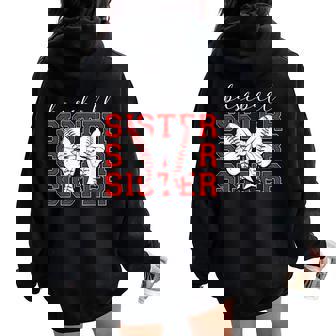 Vintage Baseball Sister Coquette Bow Sport Lover Women Oversized Hoodie Back Print - Seseable