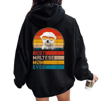 Vintage Best Maltese Mom Ever Mother's Day Women Oversized Hoodie Back Print - Thegiftio UK