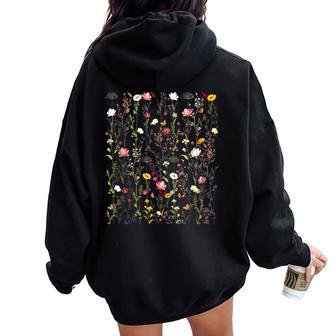 Vintage Inspired Flower Botanical Graphic Women Oversized Hoodie Back Print - Thegiftio UK