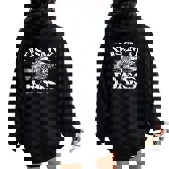 Vintage Kiss My-Bass Fishing Lover Bass Fisher Mens Women Oversized Hoodie Back Print - Thegiftio UK