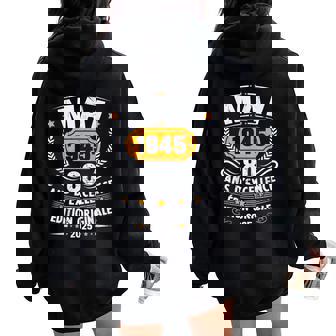 Vintage Mai 1945 Cadeau Anniversaire 80 Ans Hommes S Sweat à capuche oversize pour femme avec imprimé dans le dos - Cadeauxyz