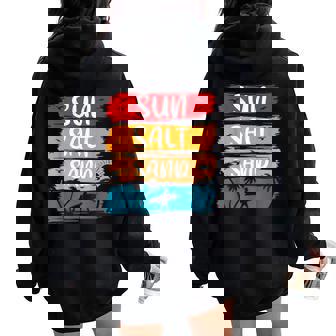 Vintage Sun Salt Sand Beach Coconut Tree Women Women Oversized Hoodie Back Print - Monsterry