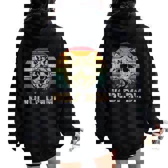 Vintage Wolf Mom Wolf Lovers Mommy Mother's Day Women Oversized Hoodie Back Print | Mazezy