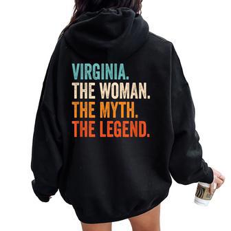 Virginia The Woman The Myth The Legend Nombreirginia Women Oversized Hoodie Back Print - Regaloses