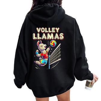 Volley Llama Volleyball Sport Team Women Women Oversized Hoodie Back Print - Thegiftio UK
