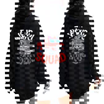 Wee Woo Squad Firefighter Fire Truck Fireman Women Women Oversized Hoodie Back Print - Seseable
