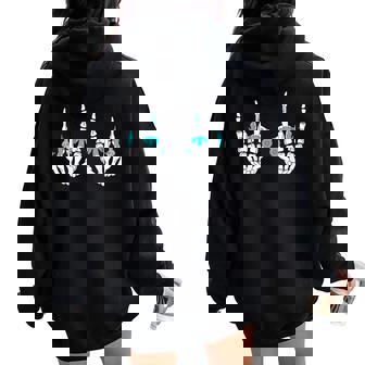 Western Rock On Skeleton Hands Rock And Roll Cowgirl Cowboy Women Oversized Hoodie Back Print - Monsterry