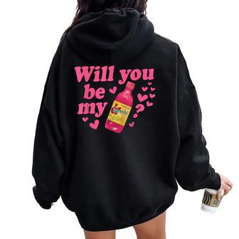 Will You Be My Valentine Mexican Valentines Day Concha Women Women Oversized Hoodie Back Print - Thegiftio UK
