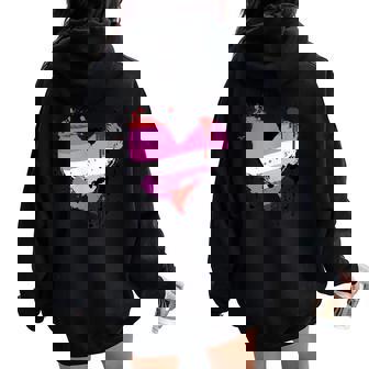 Women Paintsplash Heart For Lipstick Lesbian Pride Flag Women Oversized Hoodie Back Print - Monsterry