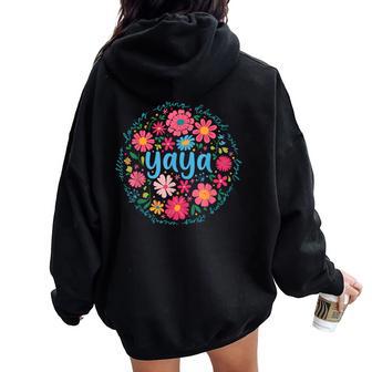 Yaya For Grandma Wildflower Floral Women Women Oversized Hoodie Back Print - Thegiftio UK