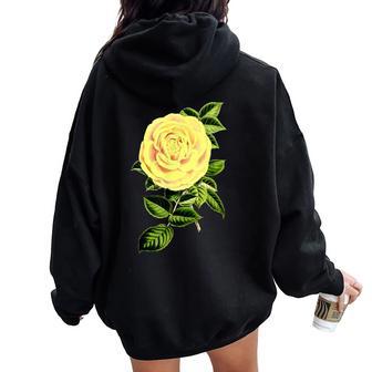 Yellow Rose Vintage Botanical Floral Flower Women Oversized Hoodie Back Print - Thegiftio UK