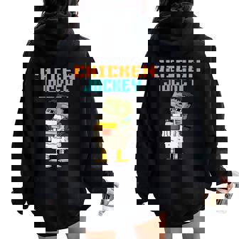 Zombie Chicken Zombie Jockey Pixel Gamer Graphic Women Oversized Hoodie Back Print | Mazezy