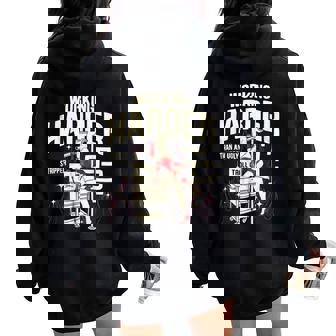 Metal-A-Doodle Rooster Troll Co Working Harder Than An Ugly Stripper Pinup Girl Women Oversized Hoodie Back Print - Seseable