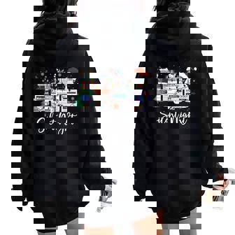 Retro Silent Night Icu Nurse Christmas Intensive Care Unit Women Oversized Hoodie Back Print - Thegiftio