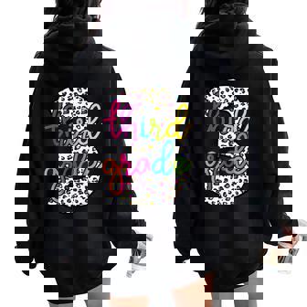 3rd Grade Teacher Women Colorful Leopard Back To School Women Oversized Hoodie Back Print - Monsterry