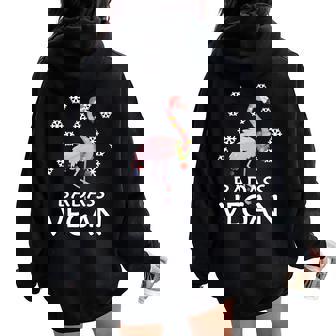 Badass Vegan Flamingos Snow Christmas Women Men Women Oversized Hoodie Back Print - Monsterry