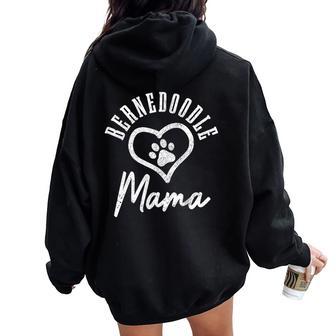 Bernedoodle Mama Paw Heart Cute Vintage Dog Mom Tank Top Women Oversized Hoodie Back Print - Monsterry