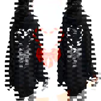 Christmas Candy Cane Heart For Children Men Women Women Oversized Hoodie Back Print - Monsterry