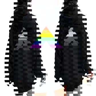 Gay LGBT Straight Ally Pride Flag Women Men Retro Style Women Oversized Hoodie Back Print - Monsterry