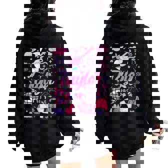 Groovy 80's Taylor First Name Personalized Birthday Girl Women Oversized Hoodie Back Print - Monsterry