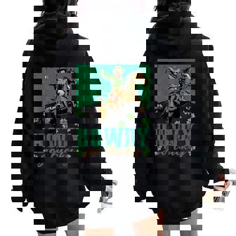 Howdy Go Lucky Western St Patricks Day Cowboy Cowgirl Women Oversized Hoodie Back Print - Monsterry