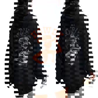 Howdy Women Western Rodeo Melanin Black Cowgirl Women Oversized Hoodie Back Print - Monsterry