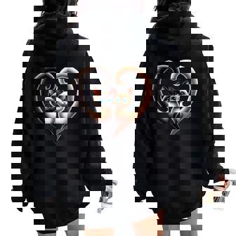 Love Siamese Cat Heart Kitten Cat Girl Women Kids Baby Women Oversized Hoodie Back Print - Monsterry