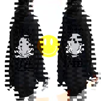 Nine Is A Vibe 9th Birthday Groovy Boys Girls 9 Years Old Women Oversized Hoodie Back Print - Monsterry
