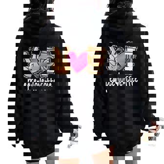 Peace Love Coffee Cute Leopard Coffee Lover Women Girls Women Oversized Hoodie Back Print - Monsterry