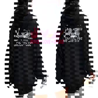 Peace Love Cruise Travel Leopard Heart For Girls Women Oversized Hoodie Back Print - Monsterry