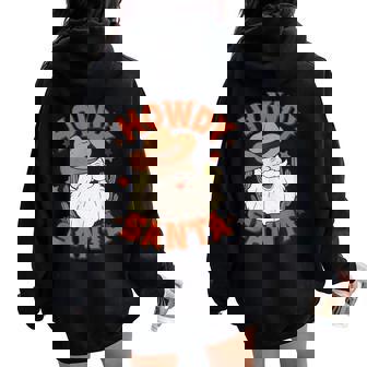 Retro Howdy Santa Christmas Rodeo Western Cowboy Cowgirl Women Oversized Hoodie Back Print - Monsterry