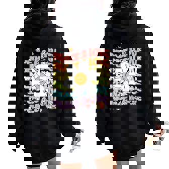 Retro Peace & Love Shirt Cute Smile Daisy Flower Women Teens Women Oversized Hoodie Back Print - Monsterry