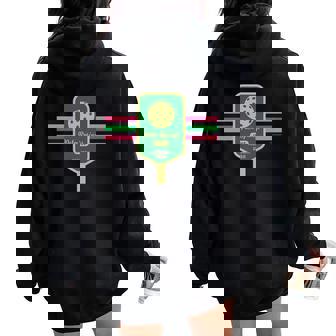 She Can Kick Palm Springs Pickleball Paddle Premium Women Oversized Hoodie Back Print - Monsterry