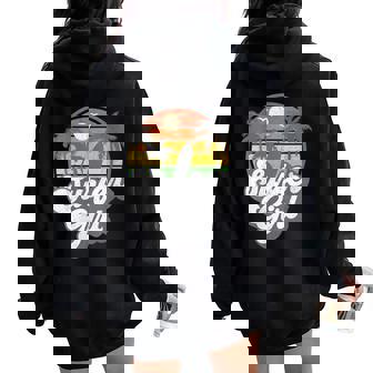 Surfer Girl Beach Retro 70s Vintage Surfing Vacation Women Oversized Hoodie Back Print - Monsterry