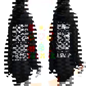 Team TK Teacher Christmas Groovy Smile Face Girl Boy Kid TK Women Oversized Hoodie Back Print - Monsterry