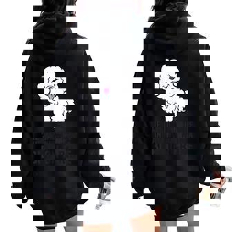 Never Underestimate An Old Woman With A Bichon Frise Women Oversized Hoodie Back Print - Monsterry