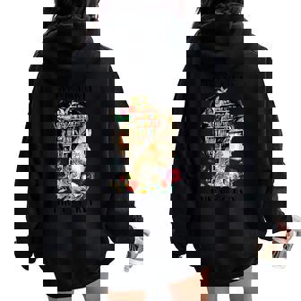 Vintage Nerdy Dirty Inked Curvy Girl Tattoo Reading Lover Women Oversized Hoodie Back Print - Monsterry