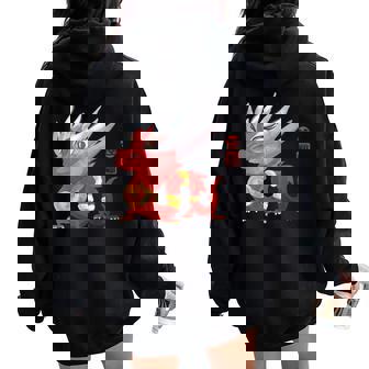 Year Of The Dragon Chinese Zodiac Animal Horoscope Red Seal Women Oversized Hoodie Back Print - Monsterry