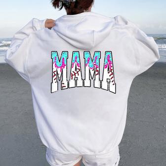 Baseball Mama Ice Cream Drip With Sprinkles Baseball Mom Women Oversized Hoodie Back Print - Thegiftio UK