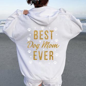 Best Dog Mom Ever Cute Love Heart Print Dog Mama Women Oversized Hoodie Back Print - Thegiftio UK