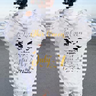 Cette Reine Est Née Le 4 Juillet Living My Blessed Life Queen Sweat à capuche oversize pour femme avec imprimé dans le dos - Cadeauxyz