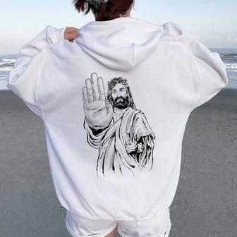 Divertido Diseño Cristiano De Jesús Para Hombres Es Y Niños Women Oversized Hoodie Back Print - Regaloses