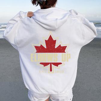 Elbows Up Canada 1867 Freedom Stand Strong & Proud Women Women Oversized Hoodie Back Print - Thegiftio UK