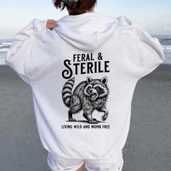 Feral Raccoon Hysterectomy Recovery Present For Women Women Oversized Hoodie Back Print - Thegiftio UK